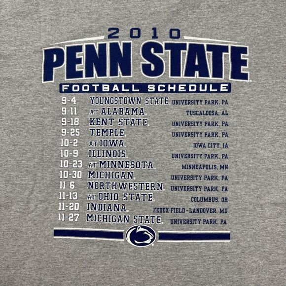 Penn State Football Shirts Men’s Large Blue Gray Crew Neck Game Schedules 2 Tops - Picture 7 of 12